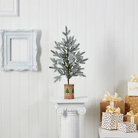 Nearly Natural Flocked In Planter 2 Foot Christmas Tree