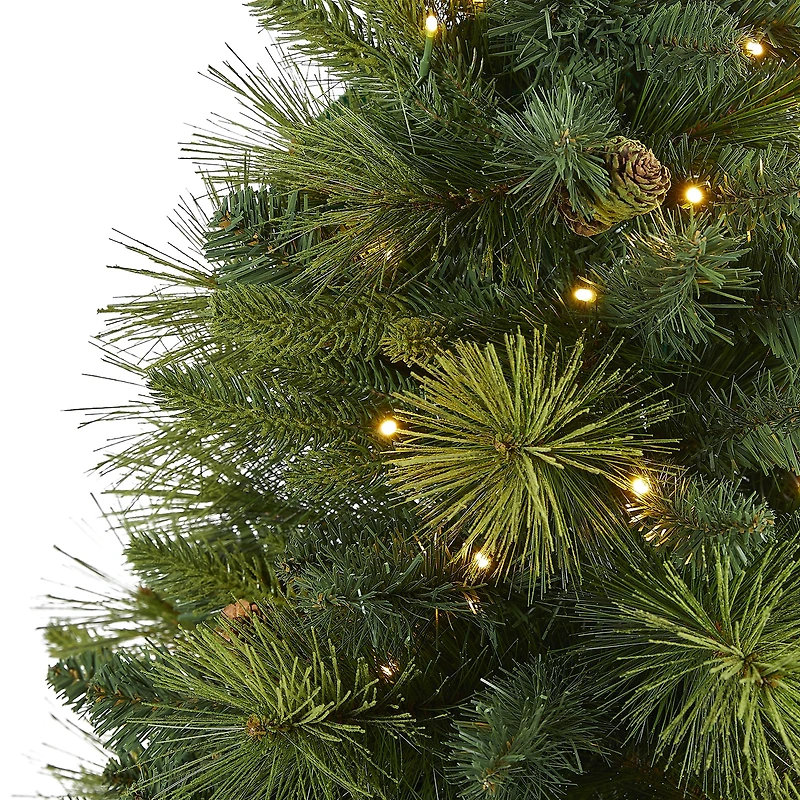 Nearly Natural North Carolina Mixed Faux Foot Pre-Lit Pine Christmas Tree