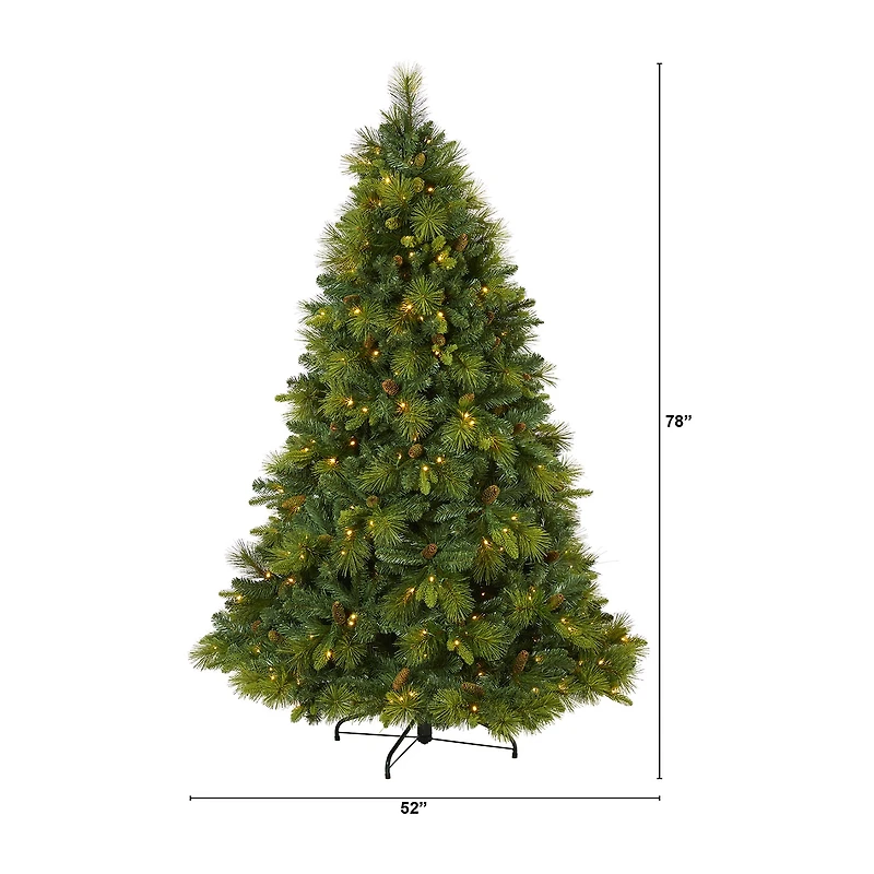 Nearly Natural North Carolina Mixed Faux 1/2 Foot Pre-Lit Pine Christmas Tree