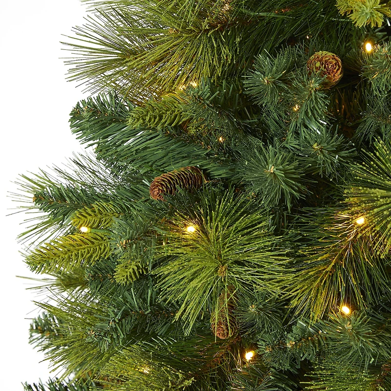 Nearly Natural North Carolina Mixed Faux 1/2 Foot Pre-Lit Pine Christmas Tree