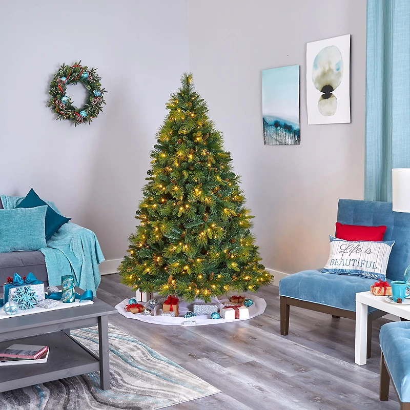 Nearly Natural North Carolina Mixed Faux 1/2 Foot Pre-Lit Pine Christmas Tree