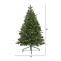 Nearly Natural Flat Back 4 Foot Pre-Lit Spruce Christmas Tree