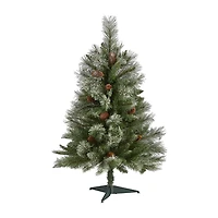 Nearly Natural Snowed Mountain 3 Foot Pine Christmas Tree