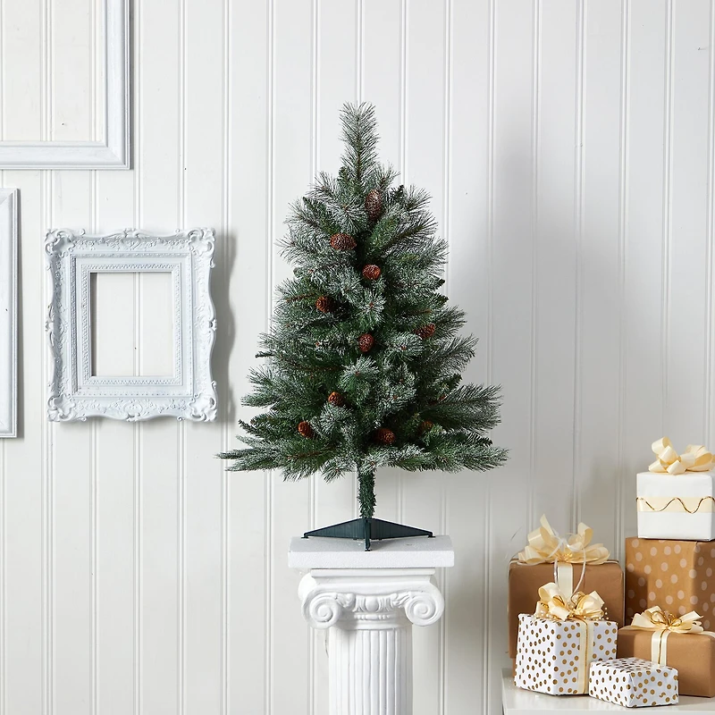 Nearly Natural Snowed Mountain 3 Foot Pine Christmas Tree