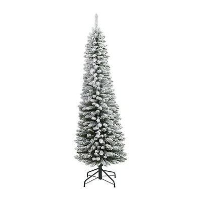 Nearly Natural Flocked Pencil 6 Foot Christmas Tree