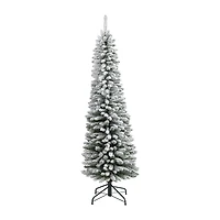 Nearly Natural Flocked Pencil 6 Foot Christmas Tree