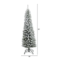 Nearly Natural Flocked Pencil 6 Foot Christmas Tree
