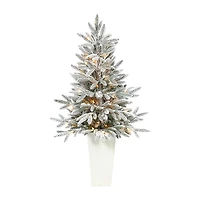 Nearly Natural Flocked 4 Foot Pre-Lit Spruce Christmas Tree