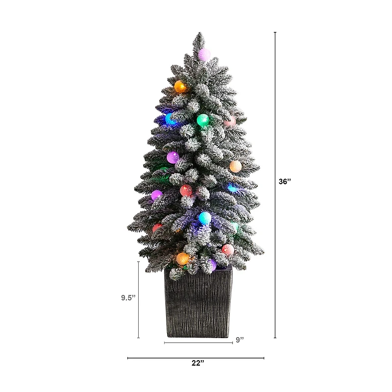 Nearly Natural Flocked Faux 3 Foot Pre-Lit Fir Christmas Tree