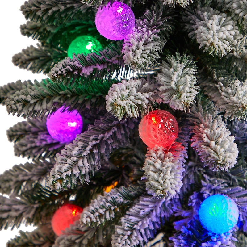 Nearly Natural Flocked Faux 3 Foot Pre-Lit Fir Christmas Tree