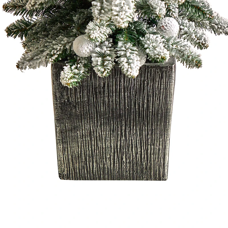 Nearly Natural Flocked Faux 3 Foot Pre-Lit Fir Christmas Tree