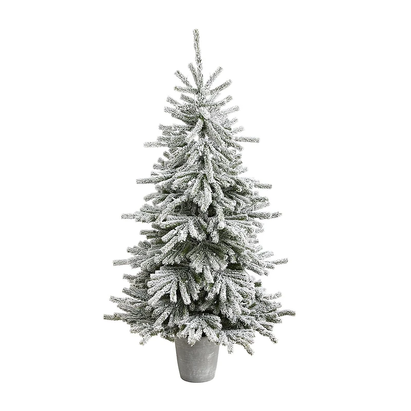 Nearly Natural Flocke Faux 6 Foot Pre-Lit Pine Christmas Tree