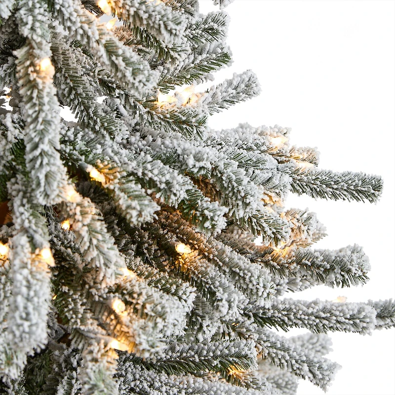 Nearly Natural Flocke Faux 6 Foot Pre-Lit Pine Christmas Tree