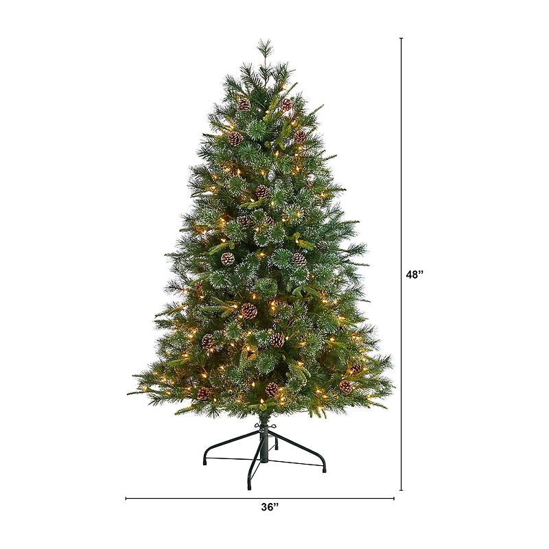 Nearly Natural Snowed Tipped Faux Foot Pre-Lit Pine Christmas Tree
