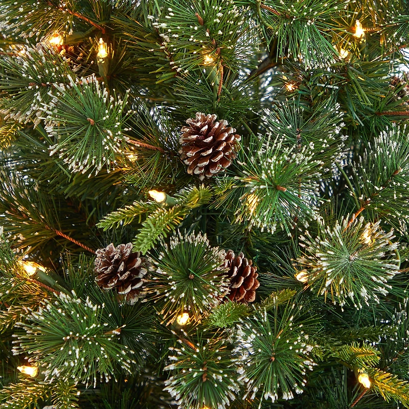 Nearly Natural Snowed Tipped Faux Foot Pre-Lit Pine Christmas Tree