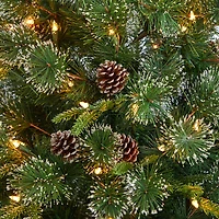 Nearly Natural Snowed Tipped Faux Foot Pre-Lit Pine Christmas Tree