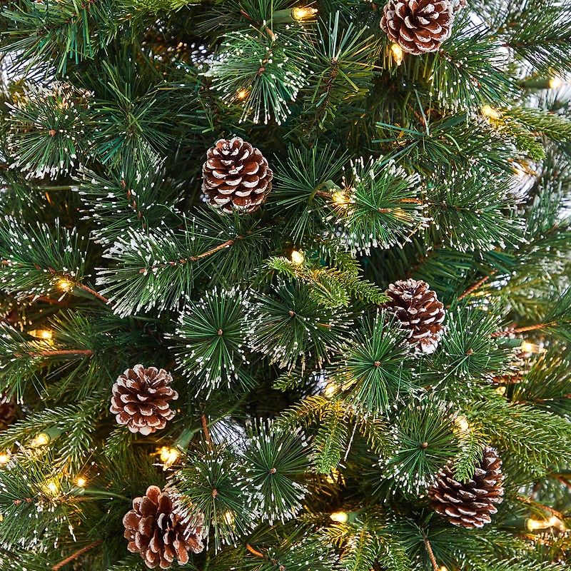 Nearly Natural Snowed Tipped Faux 5 Foot Pre-Lit Pine Christmas Tree