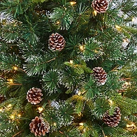 Nearly Natural Snowed Tipped Faux 5 Foot Pre-Lit Pine Christmas Tree