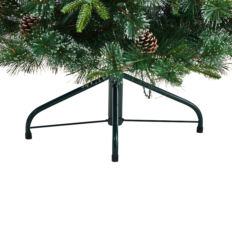 Nearly Natural Snowed Tipped Faux 5 Foot Pre-Lit Pine Christmas Tree