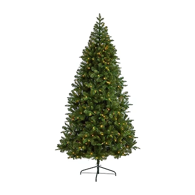 Nearly Natural Flat Back Faux 8 Foot Pre-Lit Spruce Christmas Tree