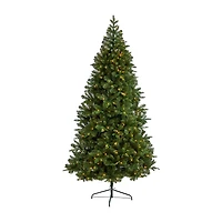 Nearly Natural Flat Back Faux 8 Foot Pre-Lit Spruce Christmas Tree