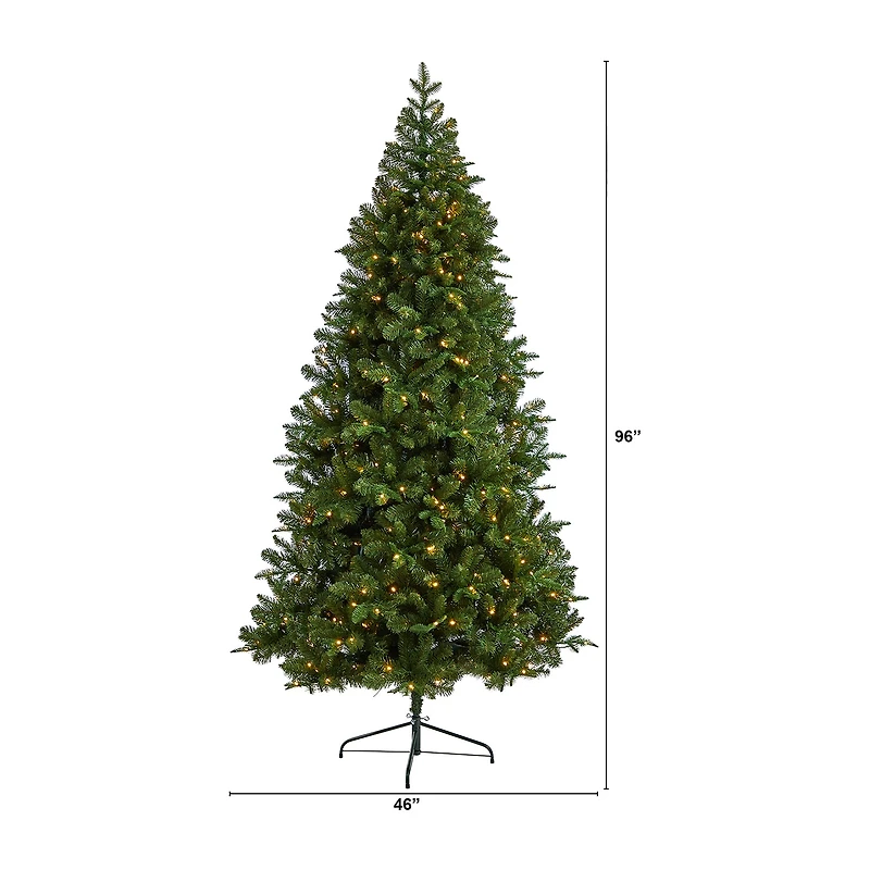 Nearly Natural Flat Back Faux 8 Foot Pre-Lit Spruce Christmas Tree