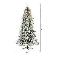 Nearly Natural Flocked Faux 8 Foot Pre-Lit Fir Christmas Tree