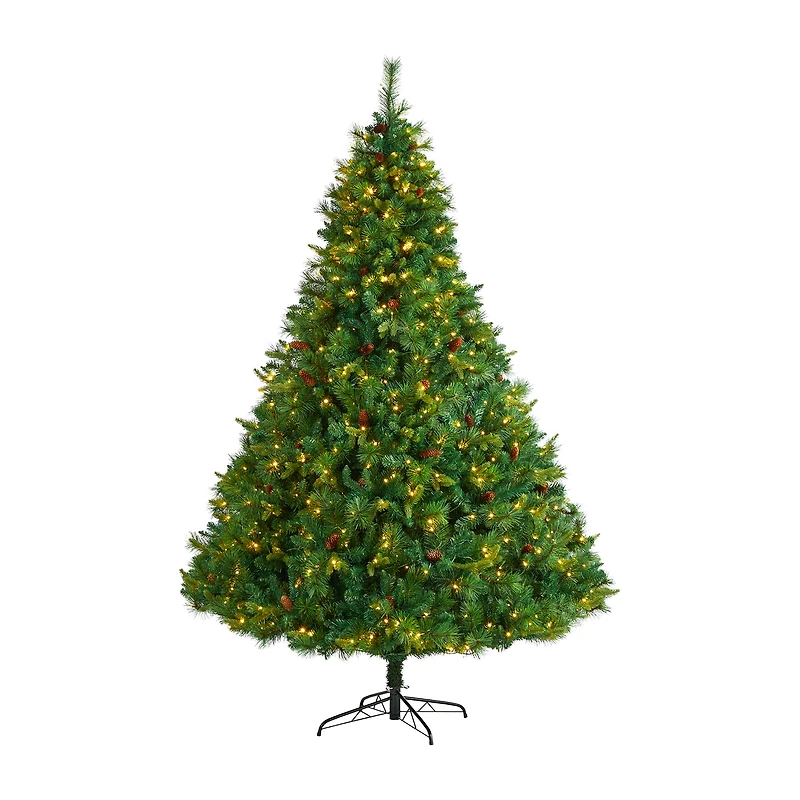 Nearly Natural Mixed Faux 8 Foot Pre-Lit Pine Christmas Tree