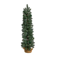 Nearly Natural Faux Burlap 3 Foot Pre-Lit Pine Christmas Tree