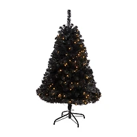 Nearly Natural Black Faux Foot Pre-Lit Christmas Tree