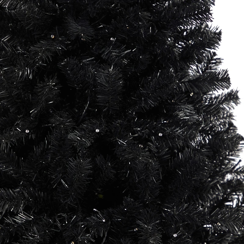 Nearly Natural Black Faux Foot Pre-Lit Christmas Tree