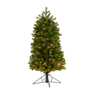 Nearly Natural Slim Faux Foot Pre-Lit Spruce Christmas Tree