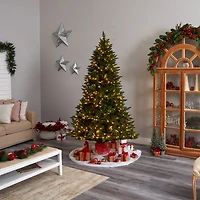 Nearly Natural Faux 7 1/2 Foot Pre-Lit Spruce Christmas Tree