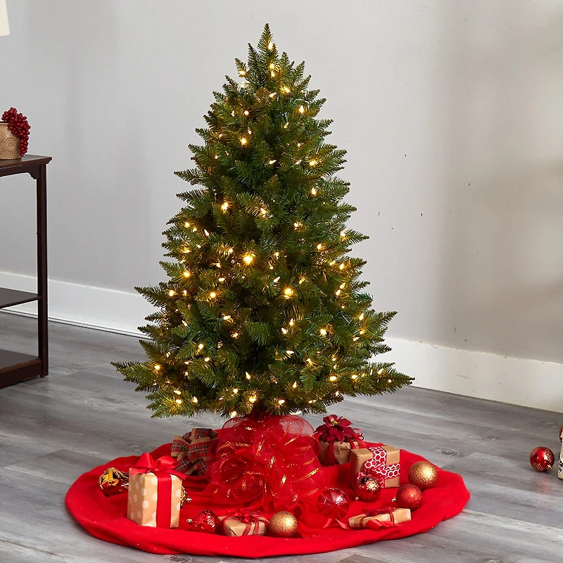 Nearly Natural Vermont Faux 4 Foot Pre-Lit Spruce Christmas Tree
