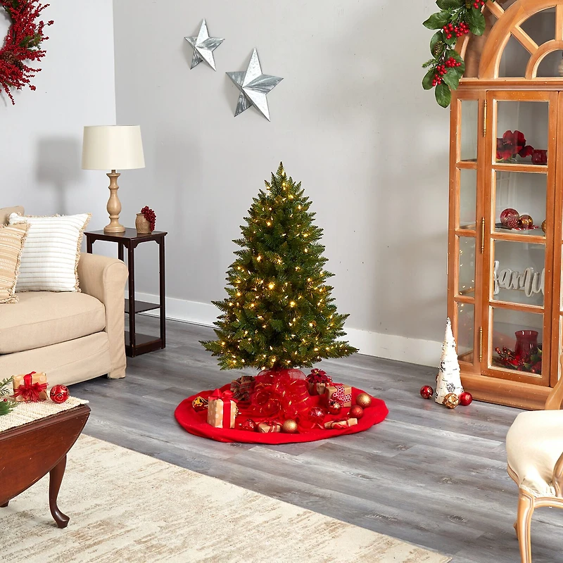 Nearly Natural Vermont Faux 4 Foot Pre-Lit Spruce Christmas Tree