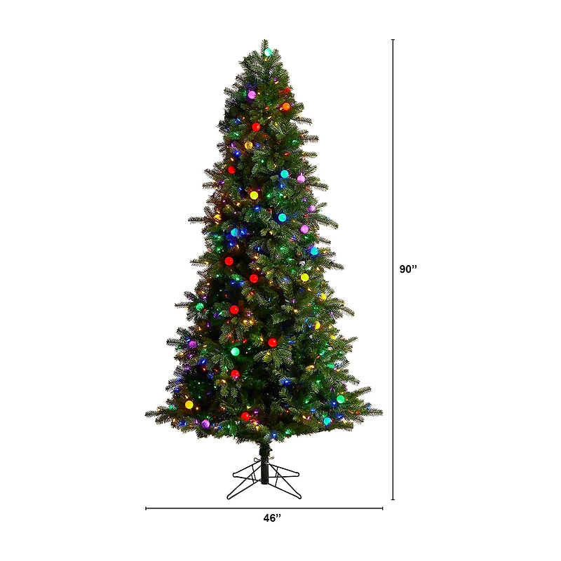 Nearly Natural Montana Mountain Faux 7 1/2 Foot Pre-Lit Fir Christmas Tree