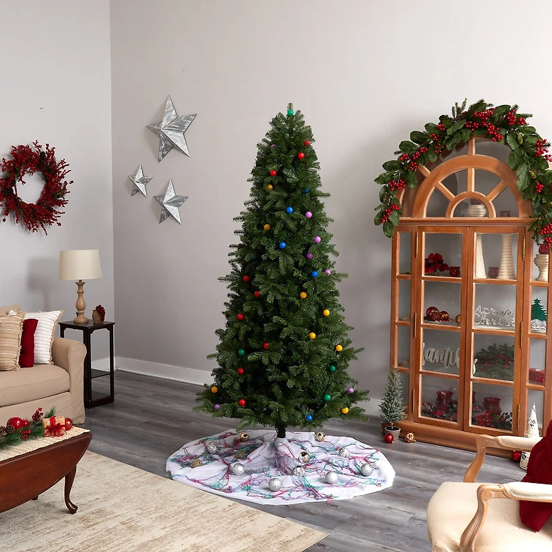 Nearly Natural Montana Mountain Faux 7 1/2 Foot Pre-Lit Fir Christmas Tree