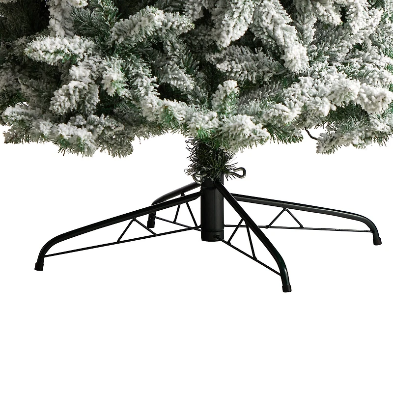 Nearly Natural Slim Flocked Faux 10 Foot Pre-Lit Fir Christmas Tree