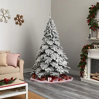 Nearly Natural Flocked Faux 7 Foot Pre-Lit Fir Christmas Tree