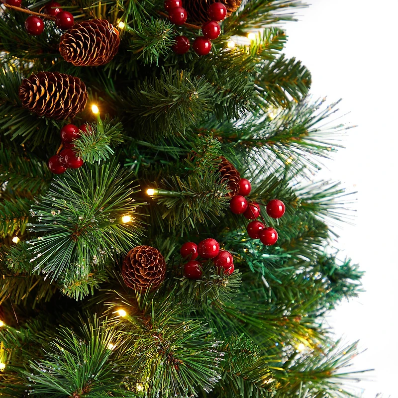 Nearly Natural Flat Back Faux Foot Pre-Lit Pine Christmas Tree