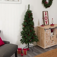 Nearly Natural Flat Back Faux Foot Pre-Lit Pine Christmas Tree