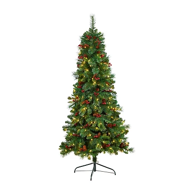 Nearly Natural Flat Back Faux Foot Pre-Lit Pine Christmas Tree