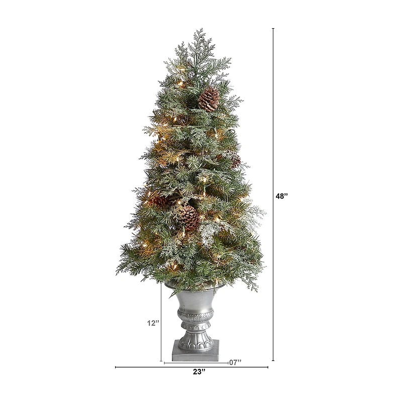 Nearly Natural Faux 4 Foot Pre-Lit Pine Christmas Tree