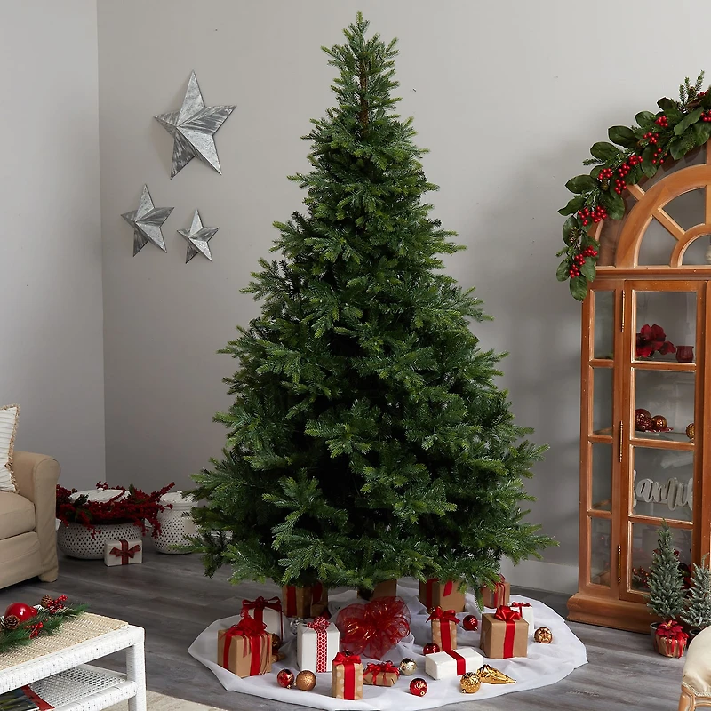 Nearly Natural Faux 9 Foot Pre-Lit Spruce Christmas Tree