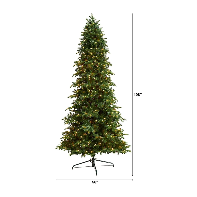 Nearly Natural Faux 9 Foot Pre-Lit Fir Christmas Tree