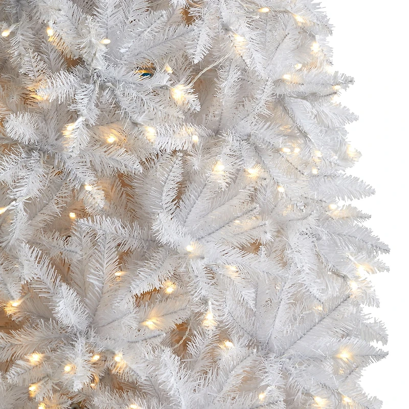 Nearly Natural Slim White Faux 12 Foot Pre-Lit Christmas Tree