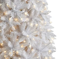 Nearly Natural Slim White Faux 12 Foot Pre-Lit Christmas Tree