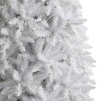 Nearly Natural Slim White Faux 12 Foot Pre-Lit Christmas Tree