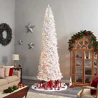 Nearly Natural Slim White Faux 12 Foot Pre-Lit Christmas Tree
