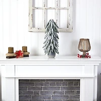 Nearly Natural Flocked Faux In Planter 1 1/2 Feet Christmas Tree